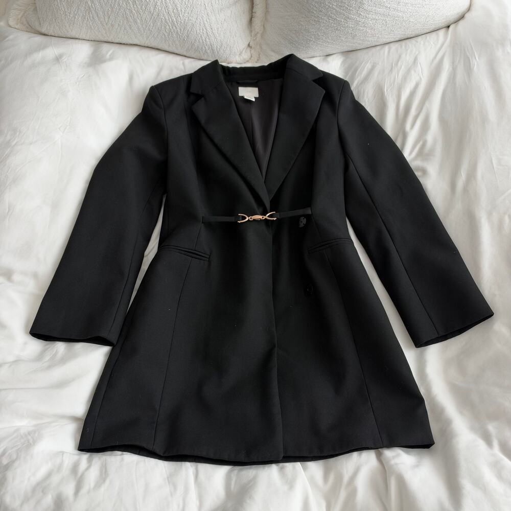 H&M Black Twill Blazer Dress Size S